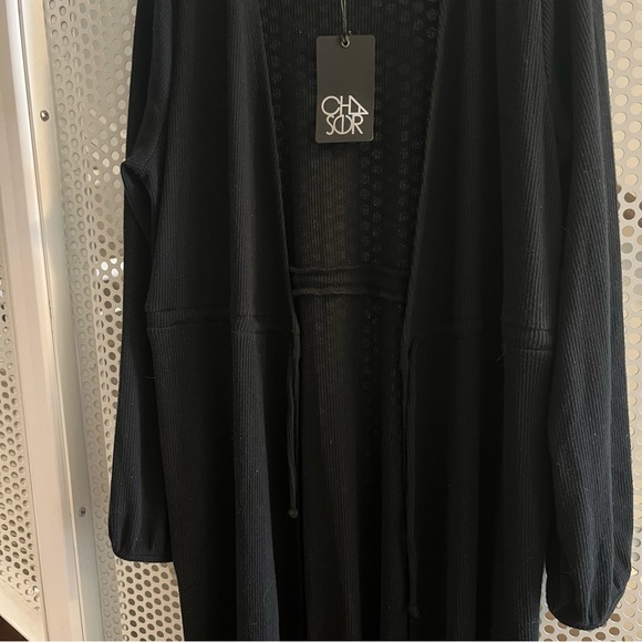Chaser (sold on Revolve) Love Rib Long Cardigan Size Medium in Black NWT - Picture 4 of 11